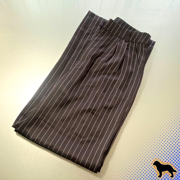 Shein Size 4 Black Wide Leg Black Pin Stripe Dress Pants High Rise - Picture 6 of 6